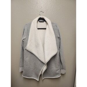 Abercrombie & Fitch Womens Gray Sherpa Lined Open Front Cardigan Jacket Large